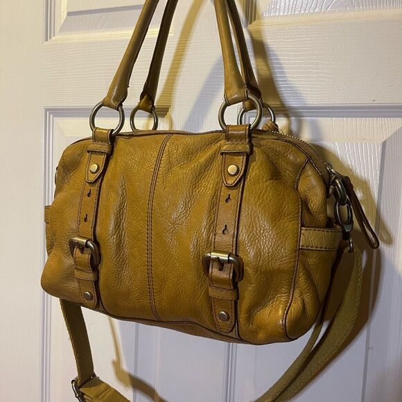 Fossil long live vintage Pebbled Leather Marlow tan Satchel/Shoulder bag . - Picture 2 of 14